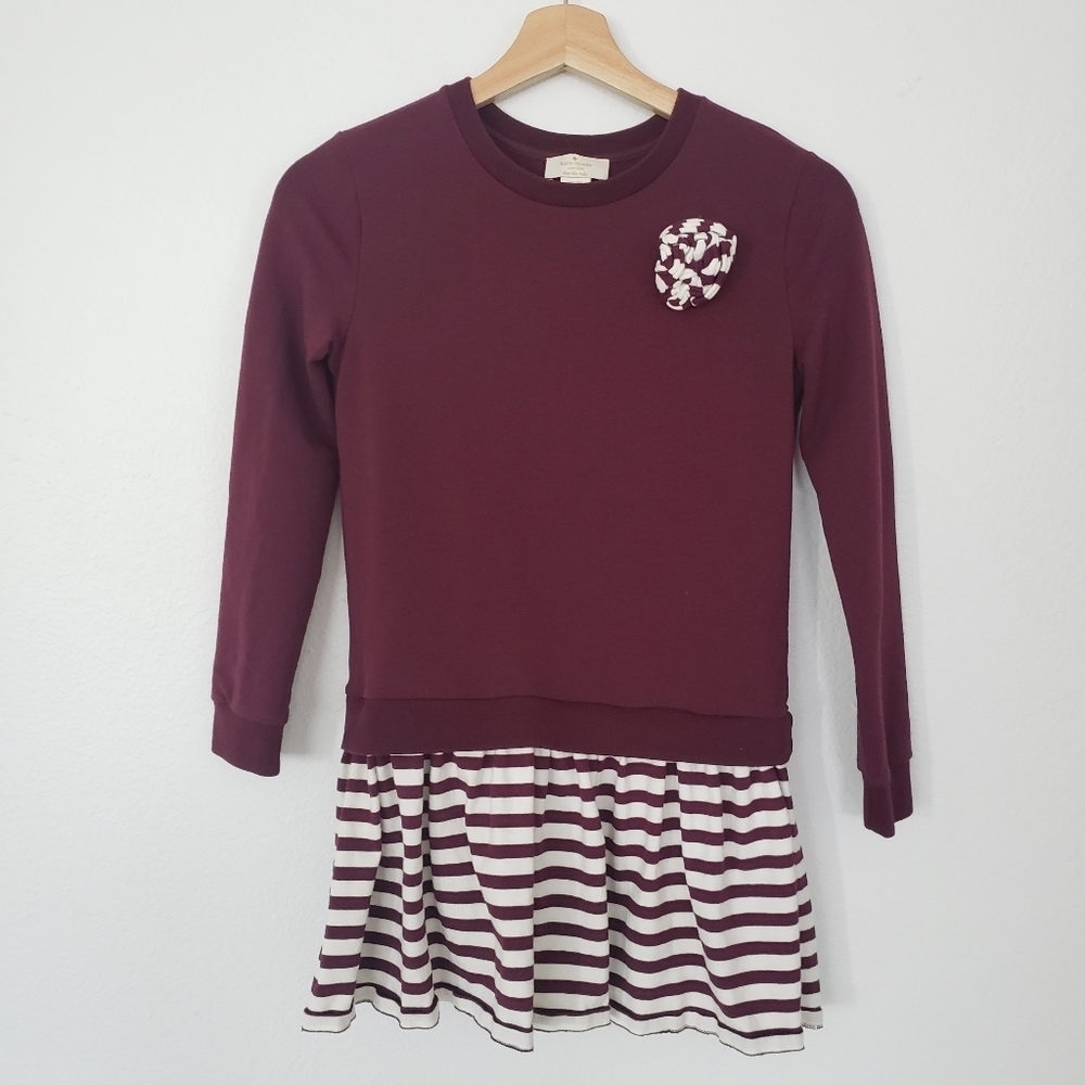 Kate Spade kid girl burgundy stripe dress size 10